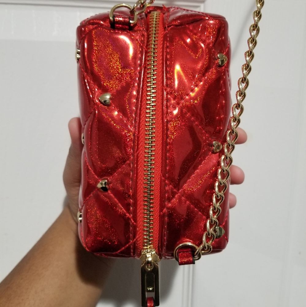 Juicy Couture Metallic Gold & Poppy Red Quilted Sofie Mini Crossbody Bag - Picture 15 of 15